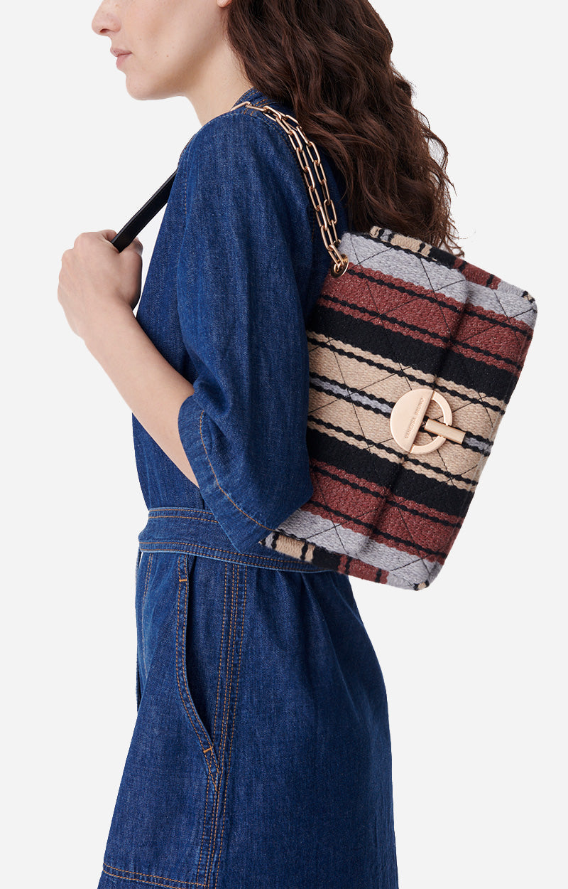 1 QTY NEW // MULTICO/BISCUIT / Sac Moon en Laine - MULTICO/BISCUIT