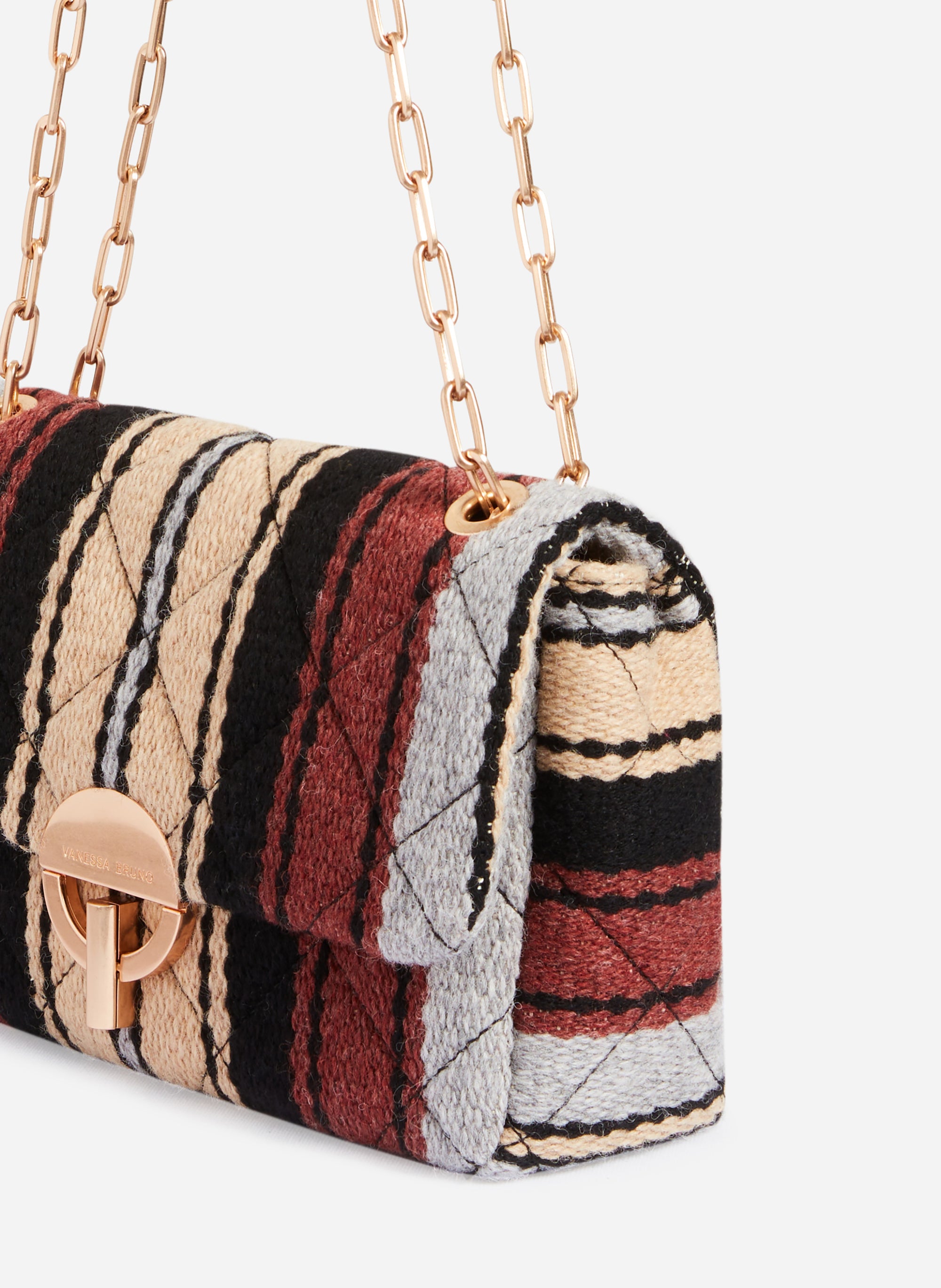 1 QTY NEW // MULTICO/BISCUIT / Sac Moon en Laine - MULTICO/BISCUIT