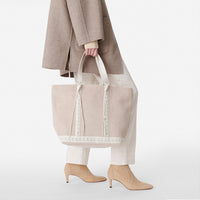 3 QTY NEW // CREME / Cabas L en Velours Côtelé - CREME