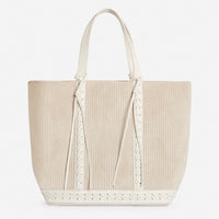 3 QTY NEW // CREME / Cabas L en Velours Côtelé - CREME