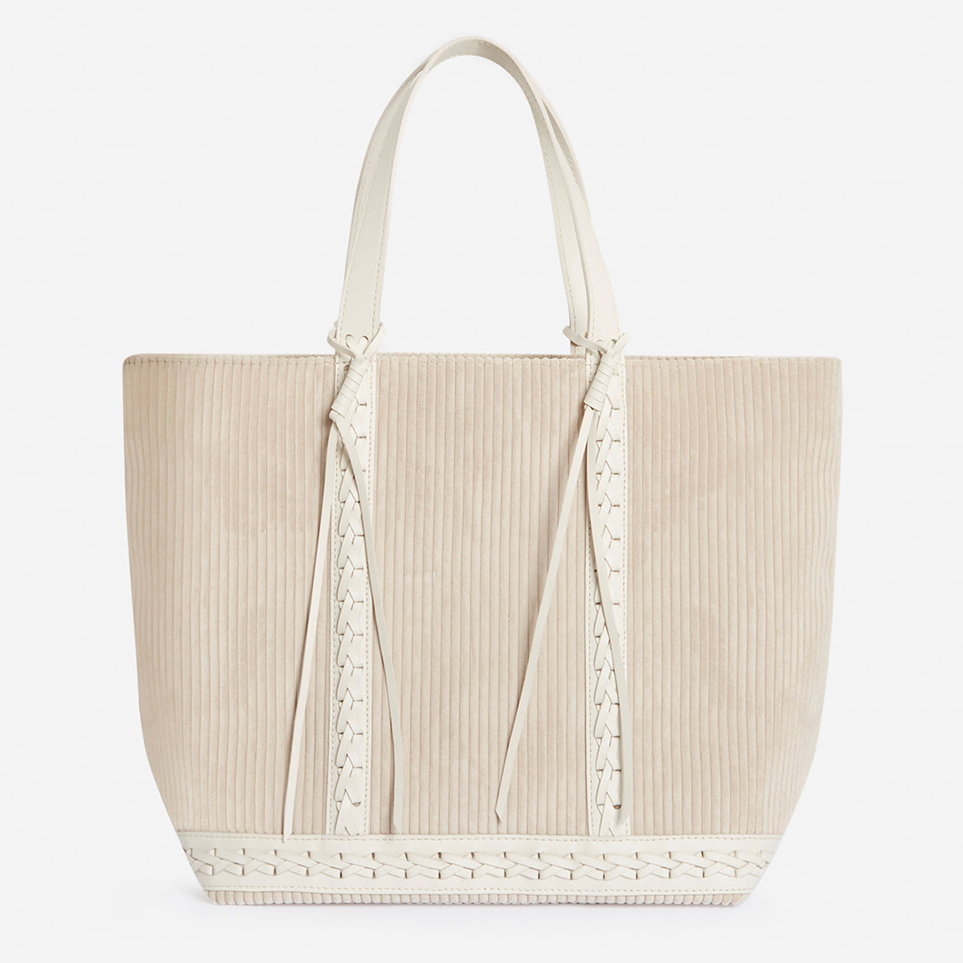 3 QTY NEW // CREME / Cabas L en Velours Côtelé - CREME
