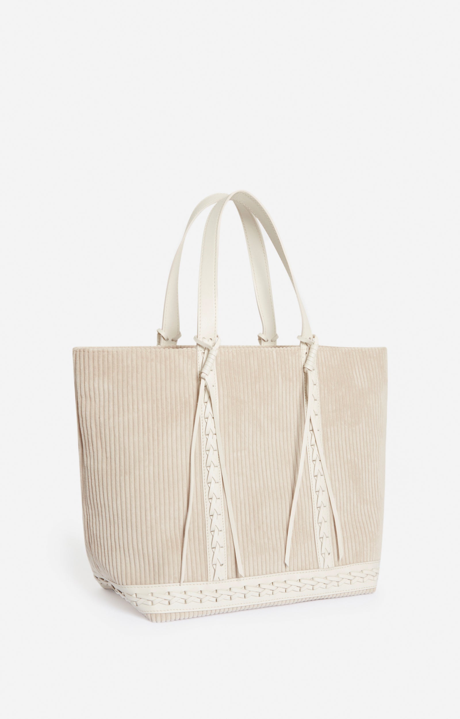 3 QTY NEW // CREME / Cabas L en Velours Côtelé - CREME