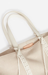 3 QTY NEW // CREME / Cabas L en Velours Côtelé - CREME