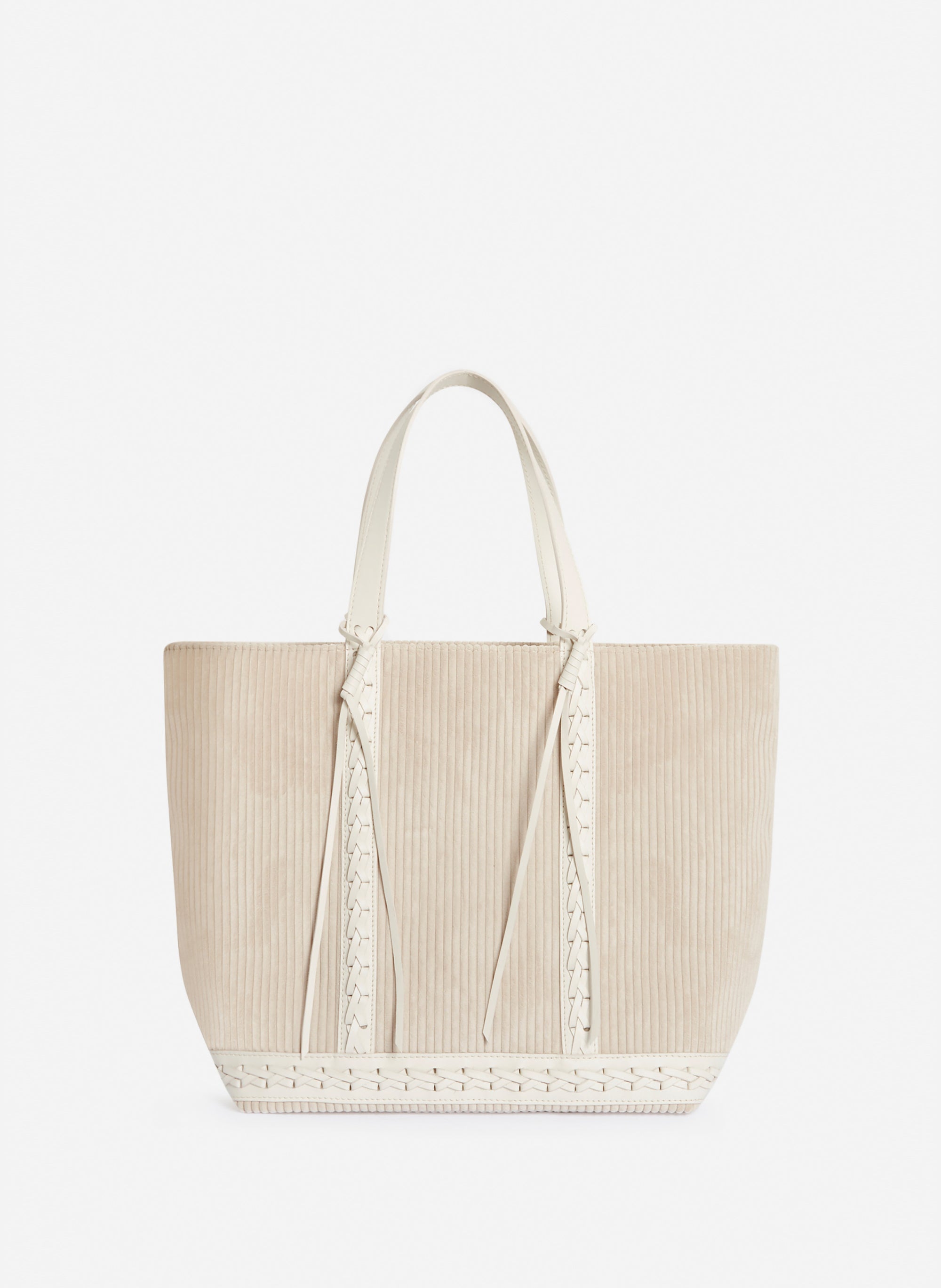 3 QTY NEW // CREME / Cabas L en Velours Côtelé - CREME