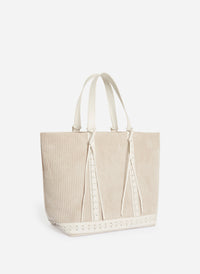 3 QTY NEW // CREME / Cabas L en Velours Côtelé - CREME