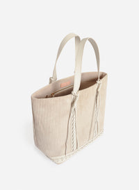 3 QTY NEW // CREME / Cabas L en Velours Côtelé - CREME