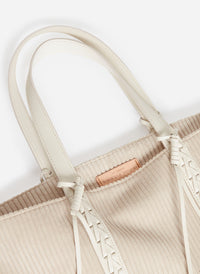 3 QTY NEW // CREME / Cabas L en Velours Côtelé - CREME