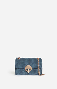 12 QTY NEW // DENIM / Petit Sac Moon En Velours - DENIM