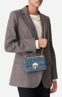 12 QTY NEW // DENIM / Petit Sac Moon En Velours - DENIM