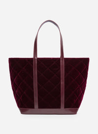 2 QTY NEW // AUBERGINE / Cabas L en Velours Matelassé - AUBERGINE