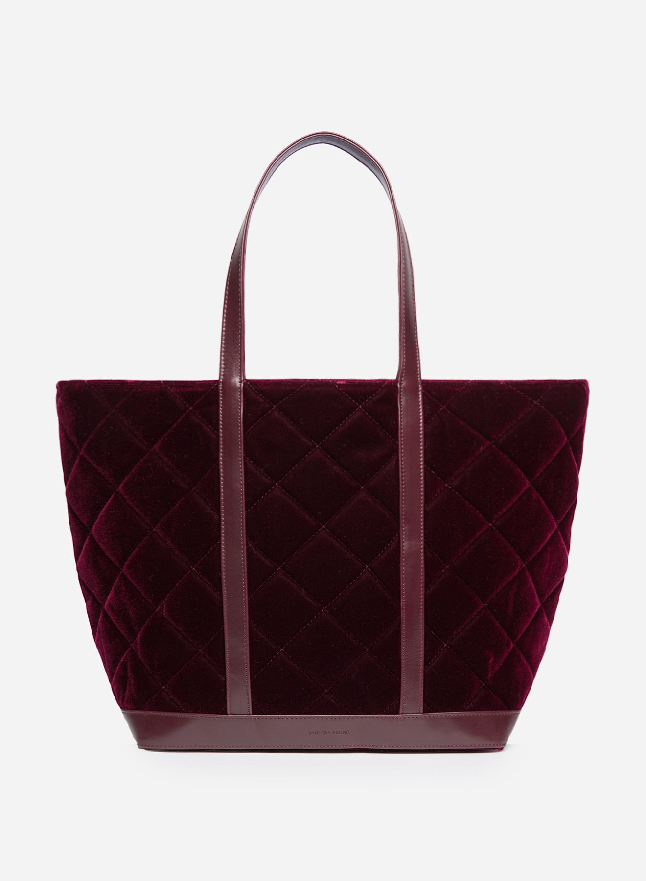 2 QTY NEW // AUBERGINE / Cabas L en Velours Matelassé - AUBERGINE