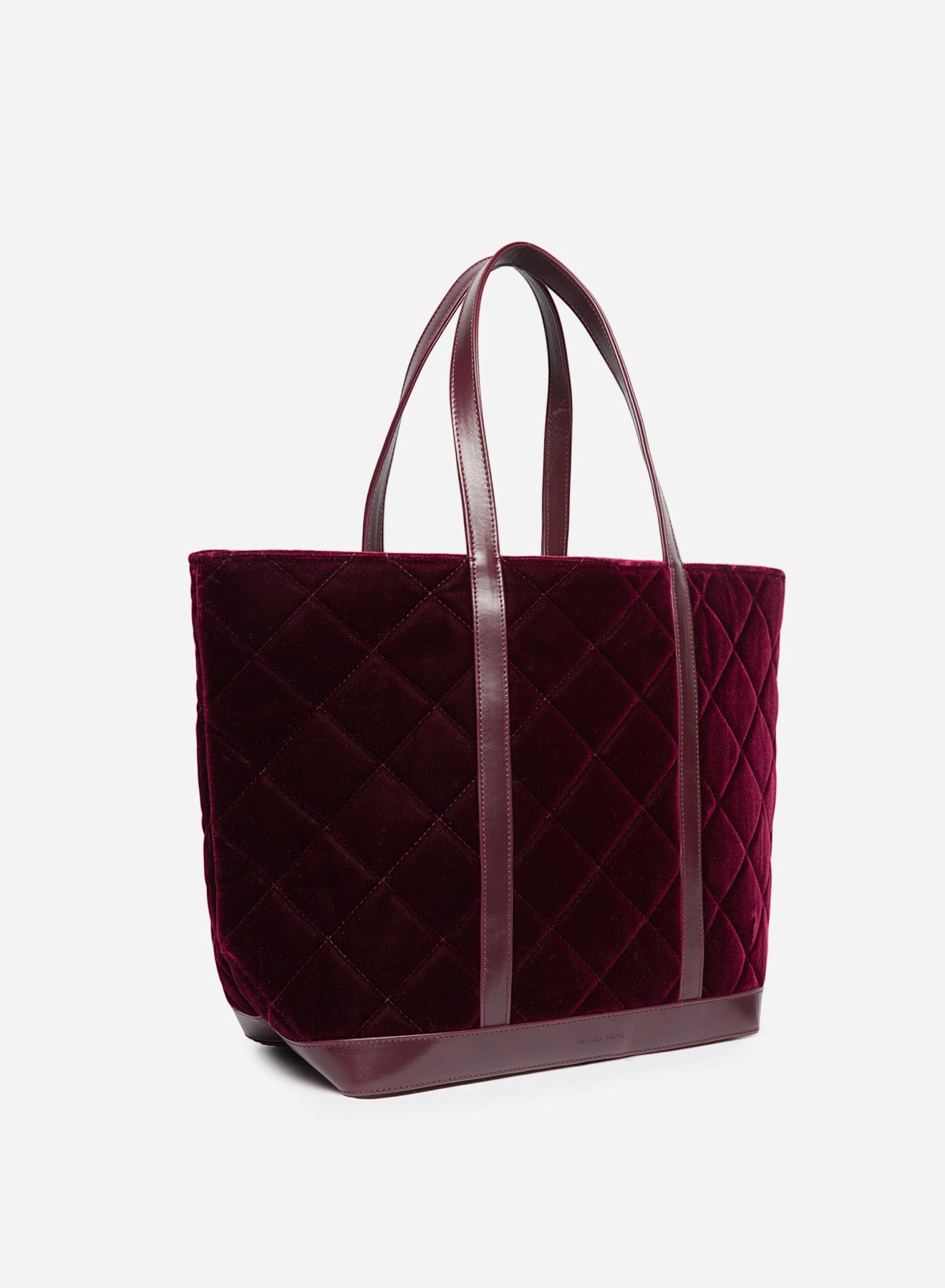 2 QTY NEW // AUBERGINE / Cabas L en Velours Matelassé - AUBERGINE