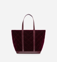 2 QTY NEW // AUBERGINE / Cabas L en Velours Matelassé - AUBERGINE