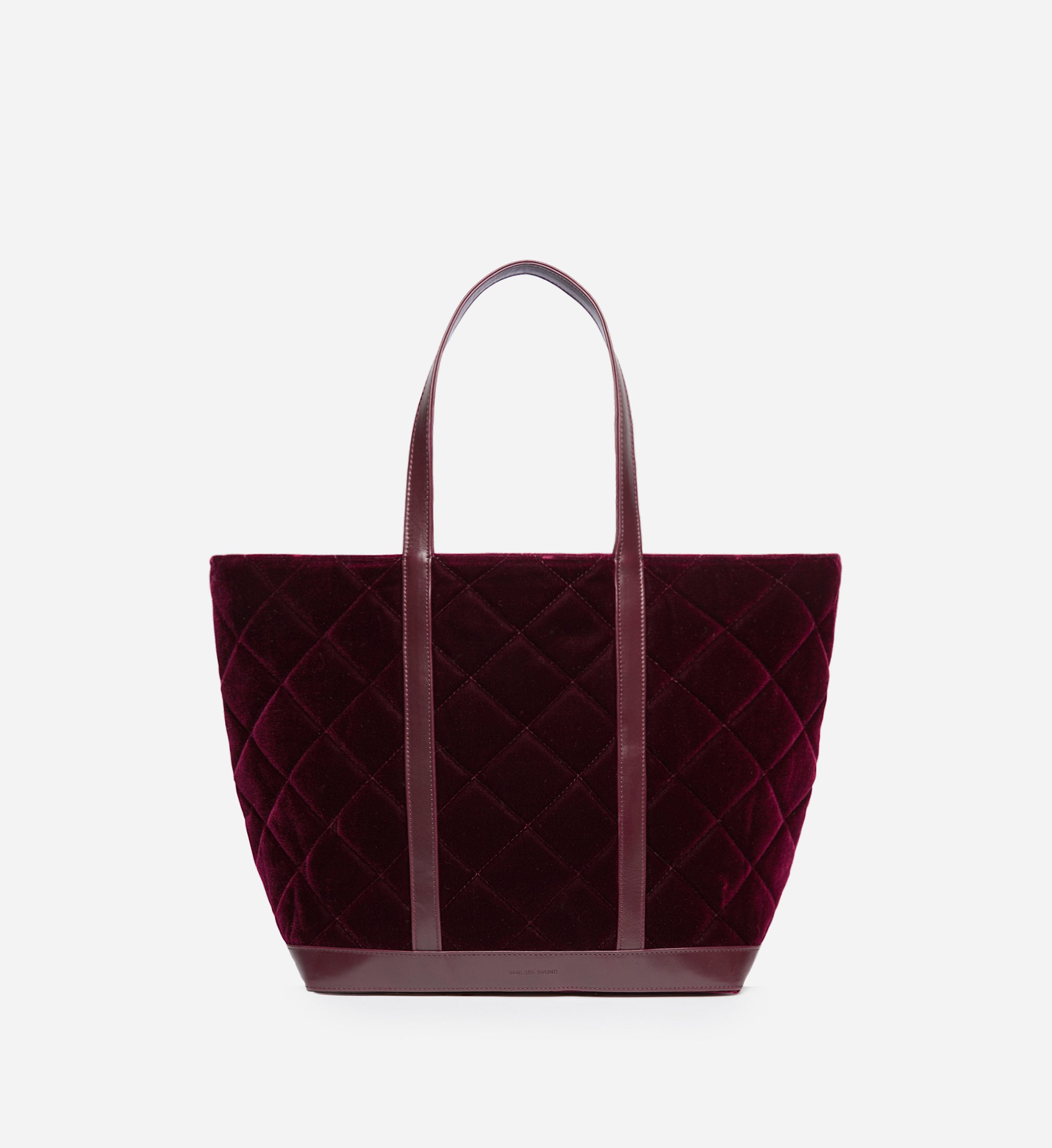 2 QTY NEW // AUBERGINE / Cabas L en Velours Matelassé - AUBERGINE