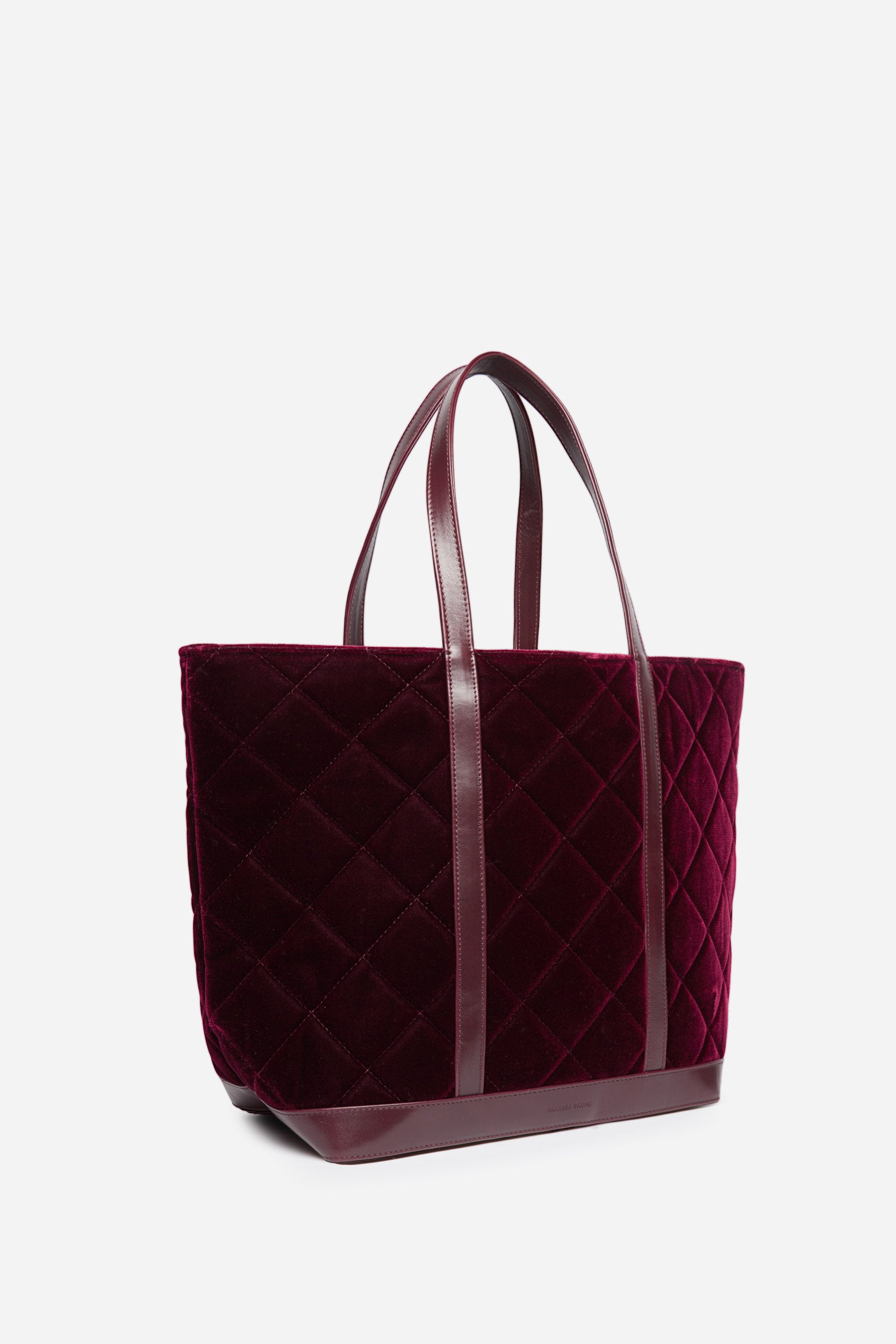 2 QTY NEW // AUBERGINE / Cabas L en Velours Matelassé - AUBERGINE