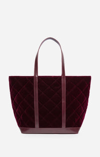 2 QTY NEW // AUBERGINE / Cabas L en Velours Matelassé - AUBERGINE