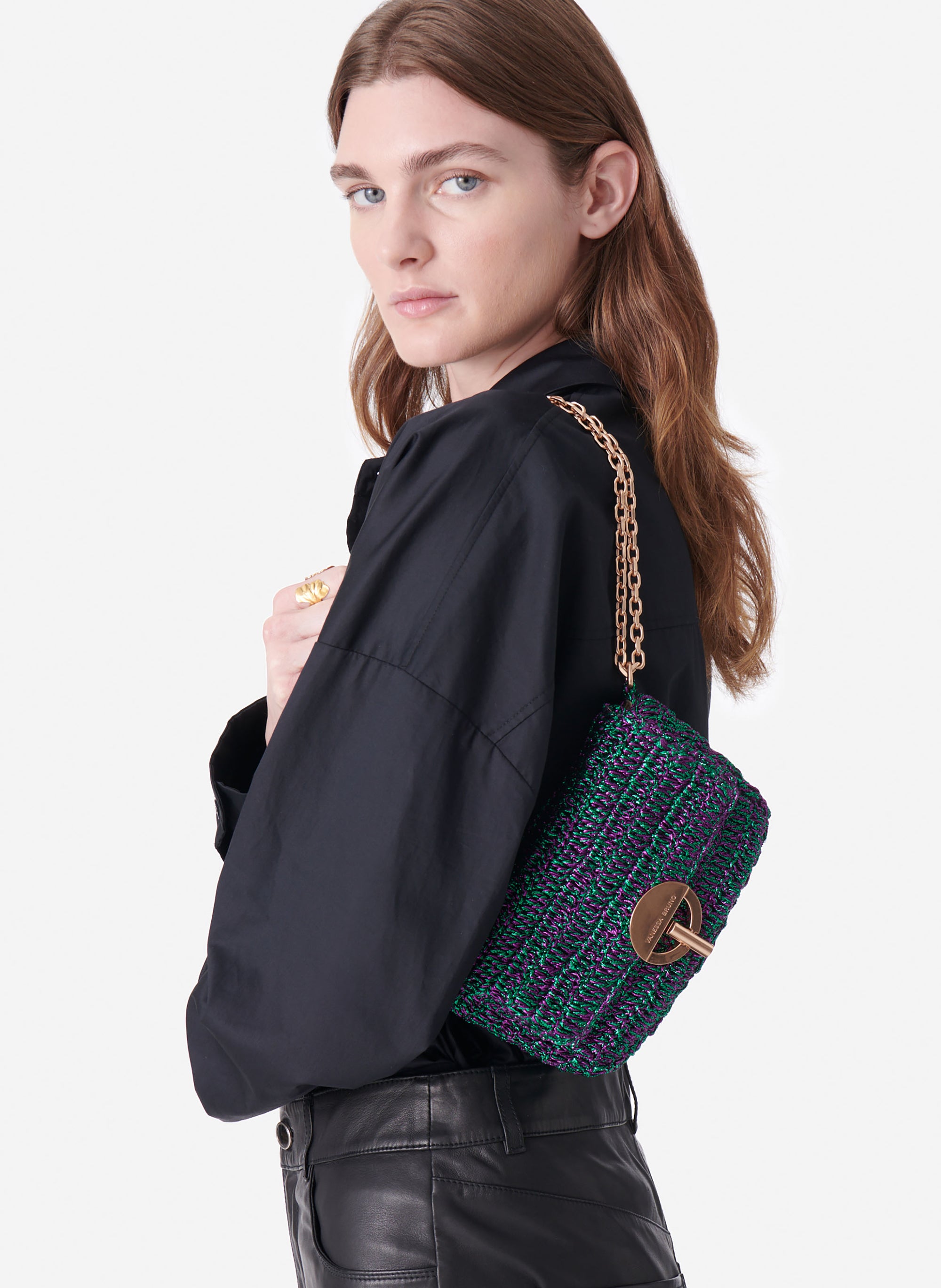 1 QTY NEW // VIOLET/VERT / Sac Nano Moon en Lurex - VIOLET/VERT