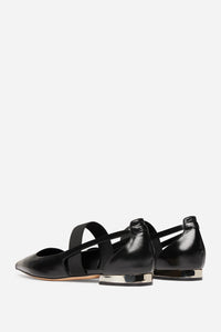 45 QTY NEW // NOIR / Ballerines En Cuir - NOIR