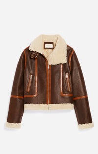 Blouson Bema en cuir - Marron