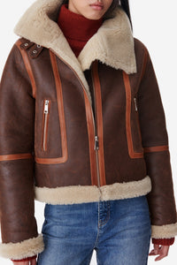 Blouson Bema en cuir - Marron