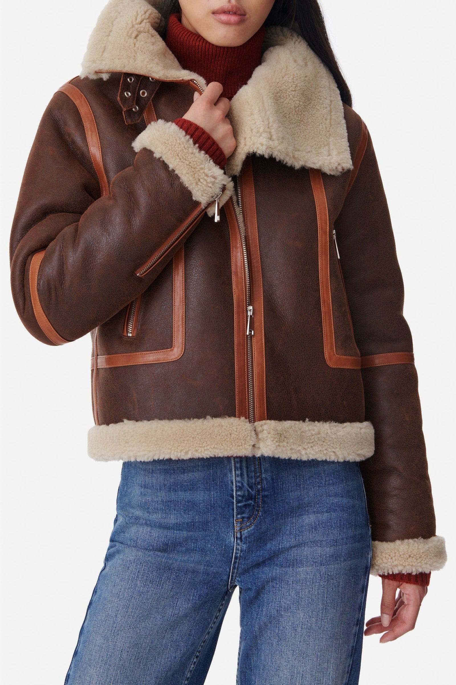 Blouson Bema en cuir - Marron