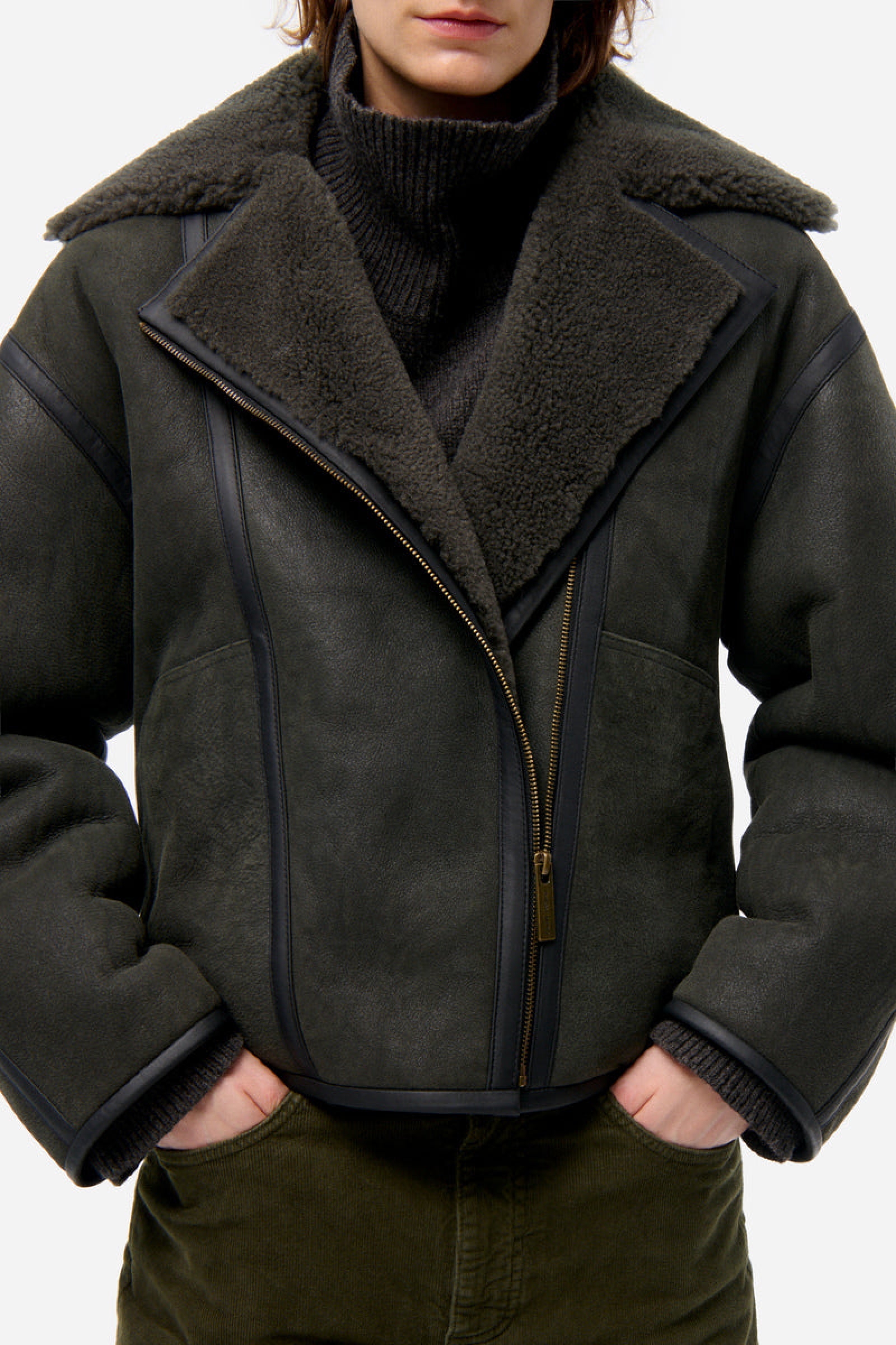 Manteau Boris en cuir - Kaki