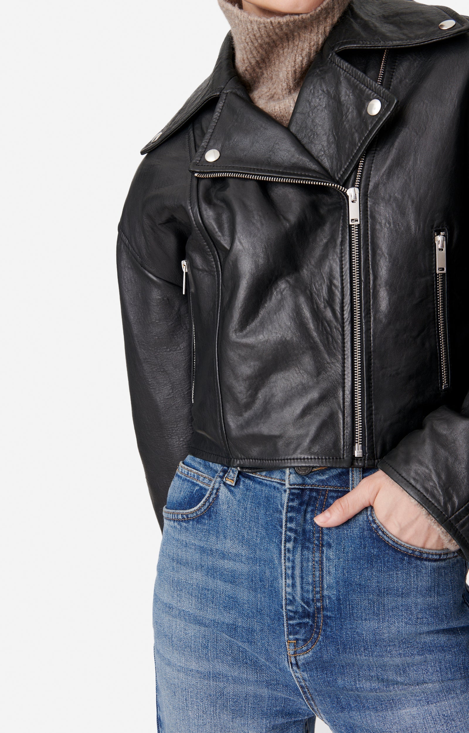 Veste en cuir - Noir