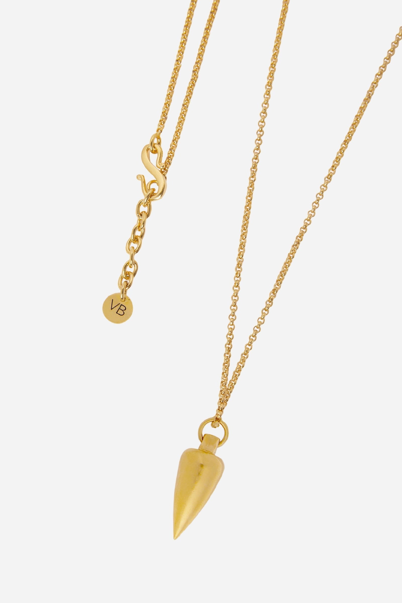 Long necklace with brass pendant - Gold