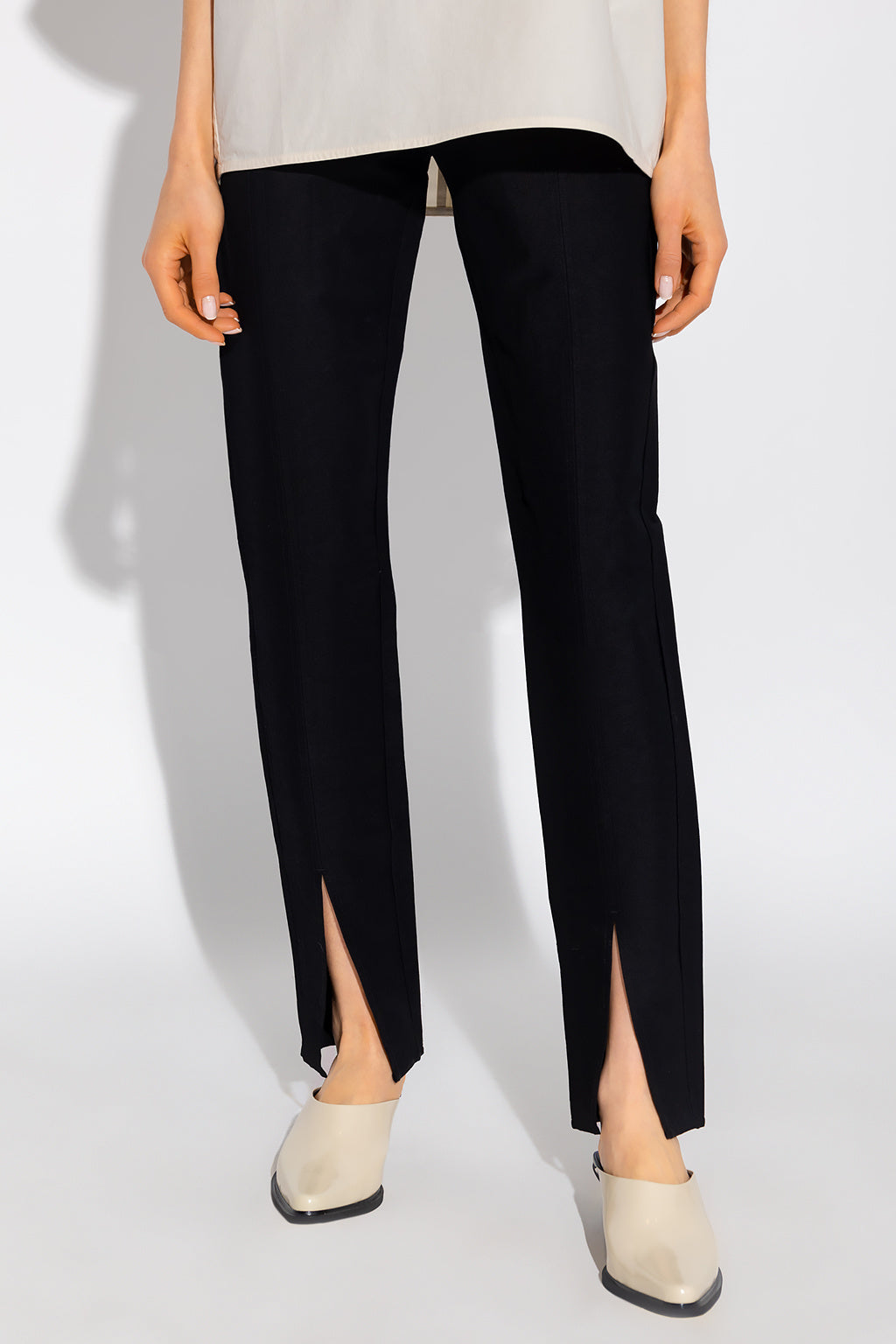 Pantalon skinny fendu en lin - Black
