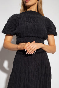 CRINKLED SILK CROP TOP