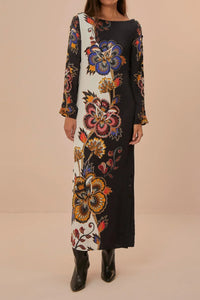Floral maxi dress - Black