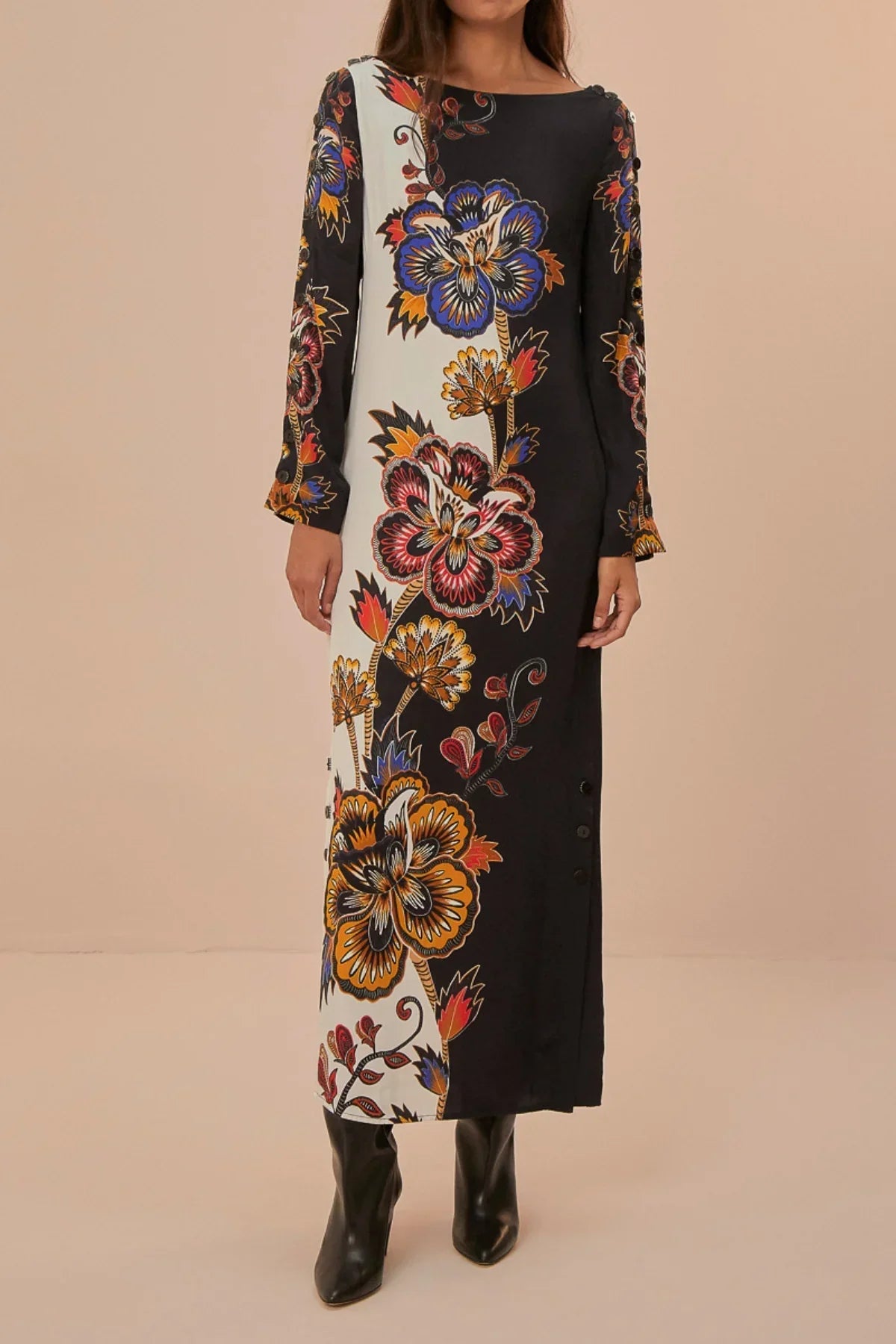 Floral maxi dress - Black