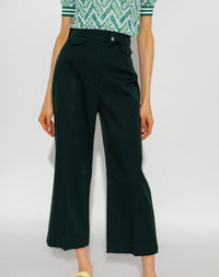 Pantalon droit en laine - Vert Sapin
