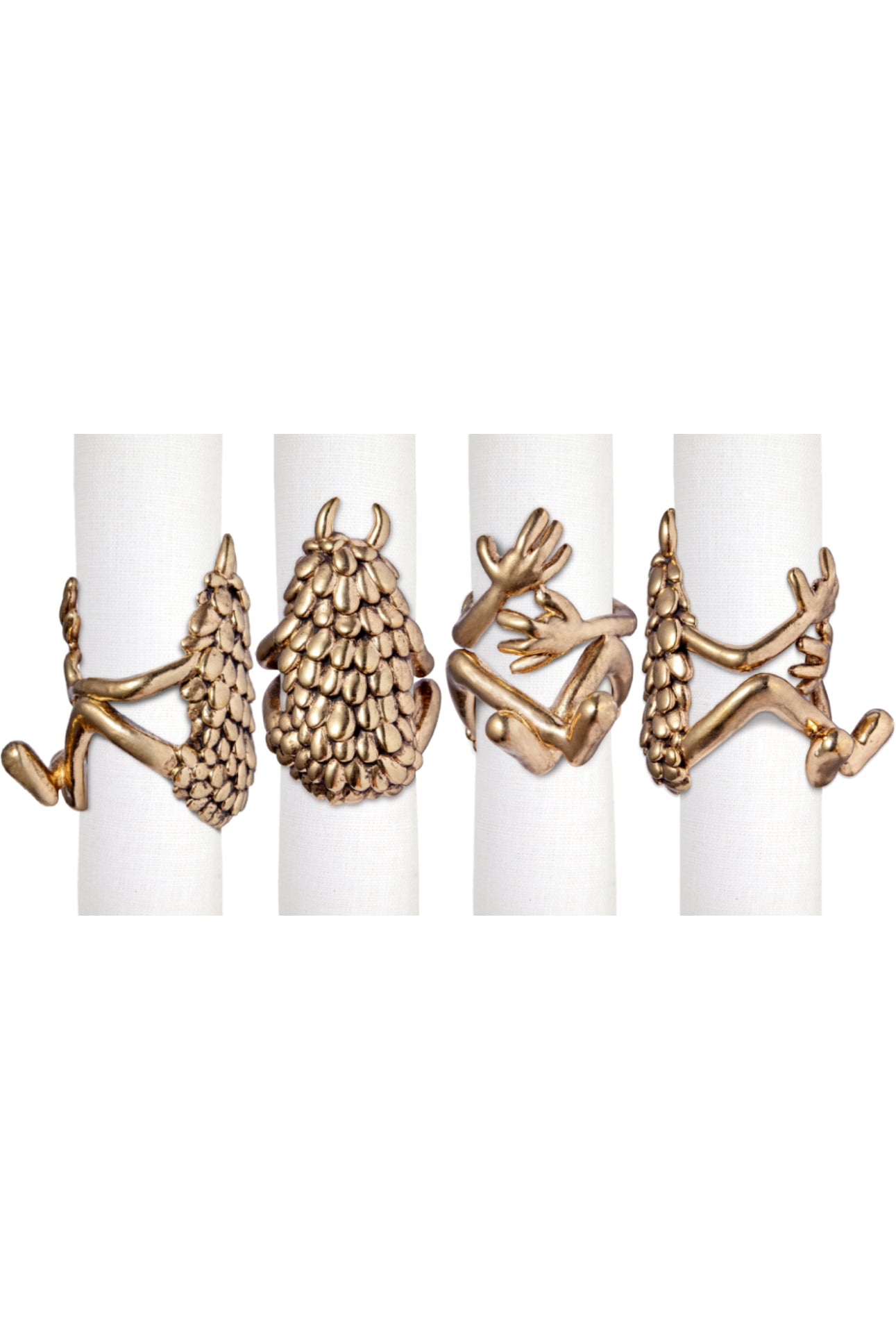 Lot de 4 ronds de serviette Haas Monster Ball en laiton - Gold