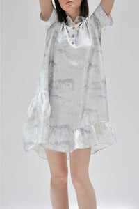 Robe Ridalia Idalia imprimée en soie - Ice