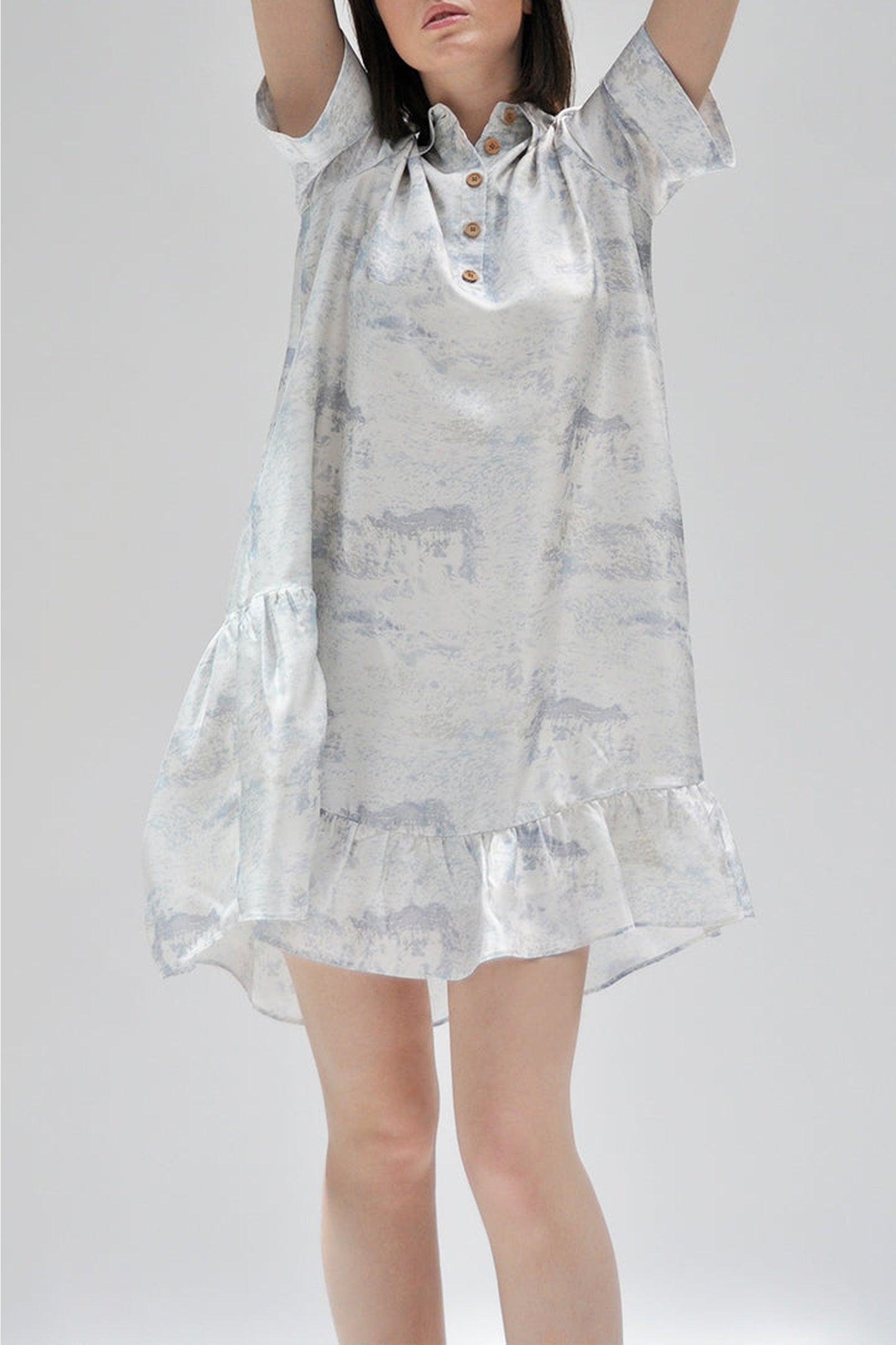 Robe Ridalia Idalia imprimée en soie - Ice