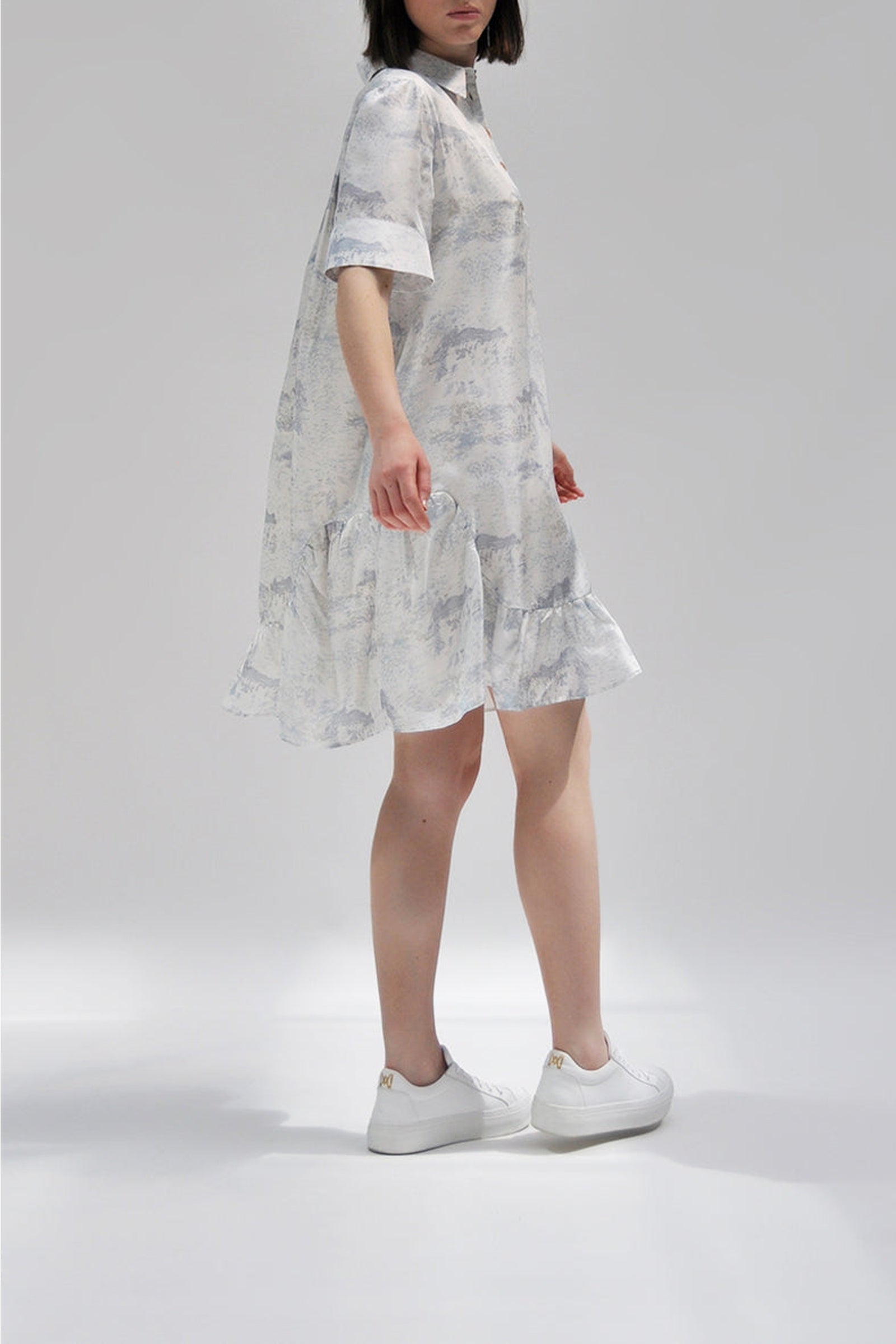 Robe Ridalia Idalia imprimée en soie - Ice