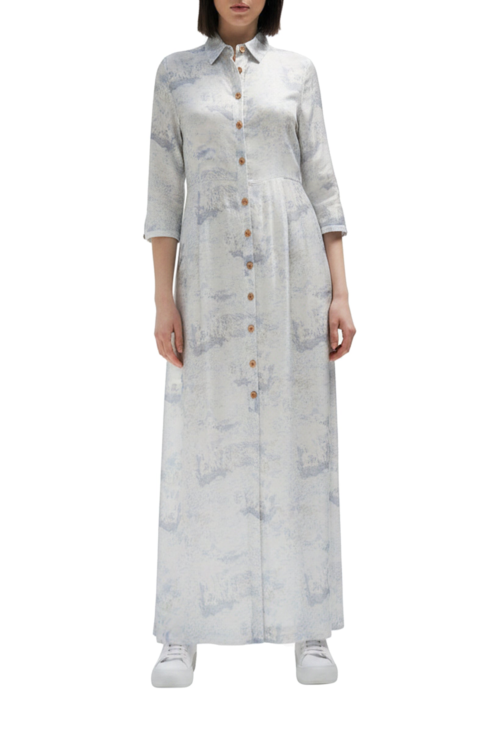 Svetlana long printed shirt dress - Ice