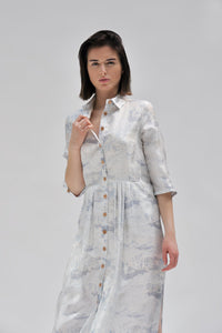 1 QTY RELIQUAT ST 0% QTY VENDU 0/1 ROBE CHEMISE LONGUE IMPRIMEE