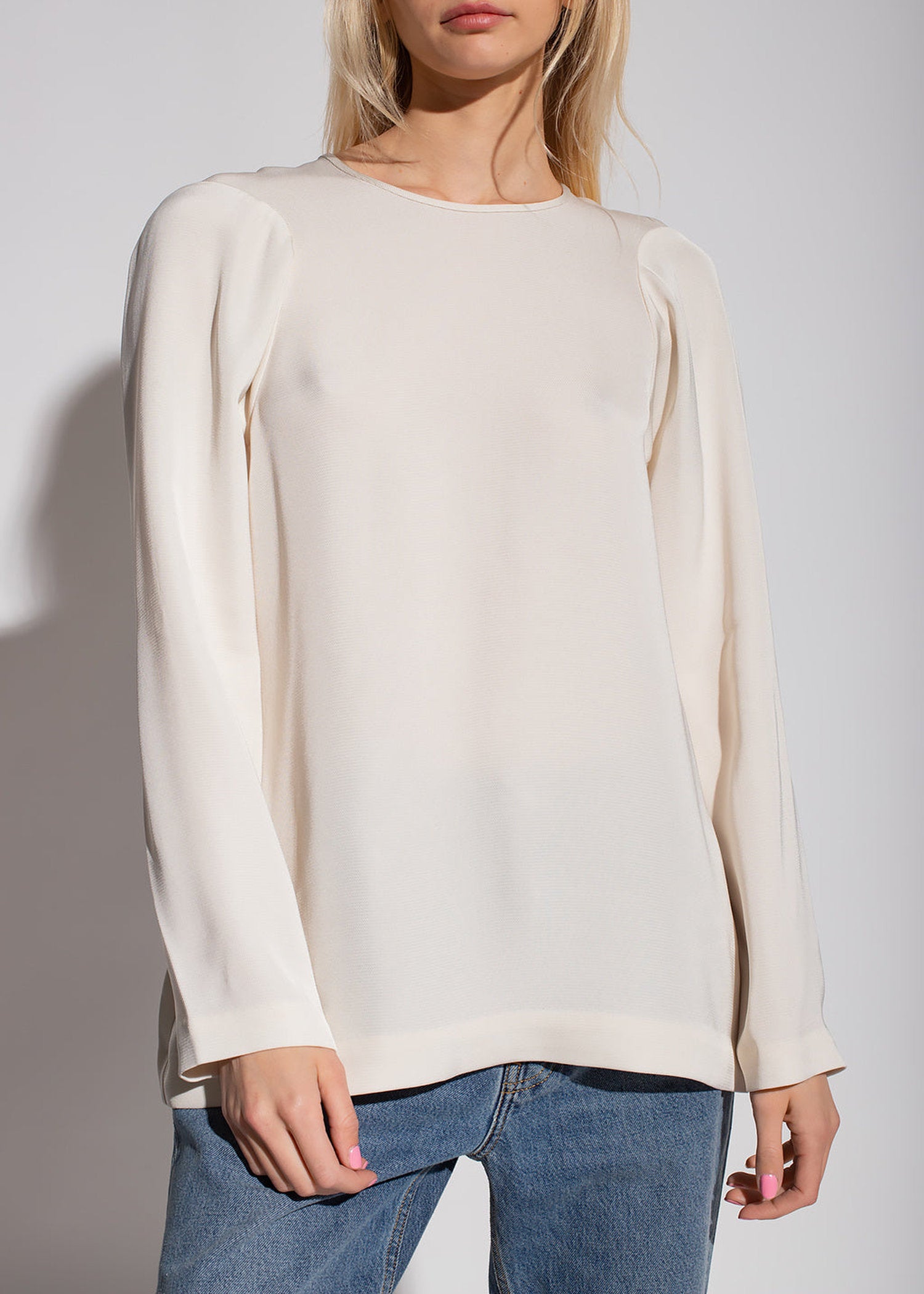 T-shirt à manches longues et épaules arrondies - Off White