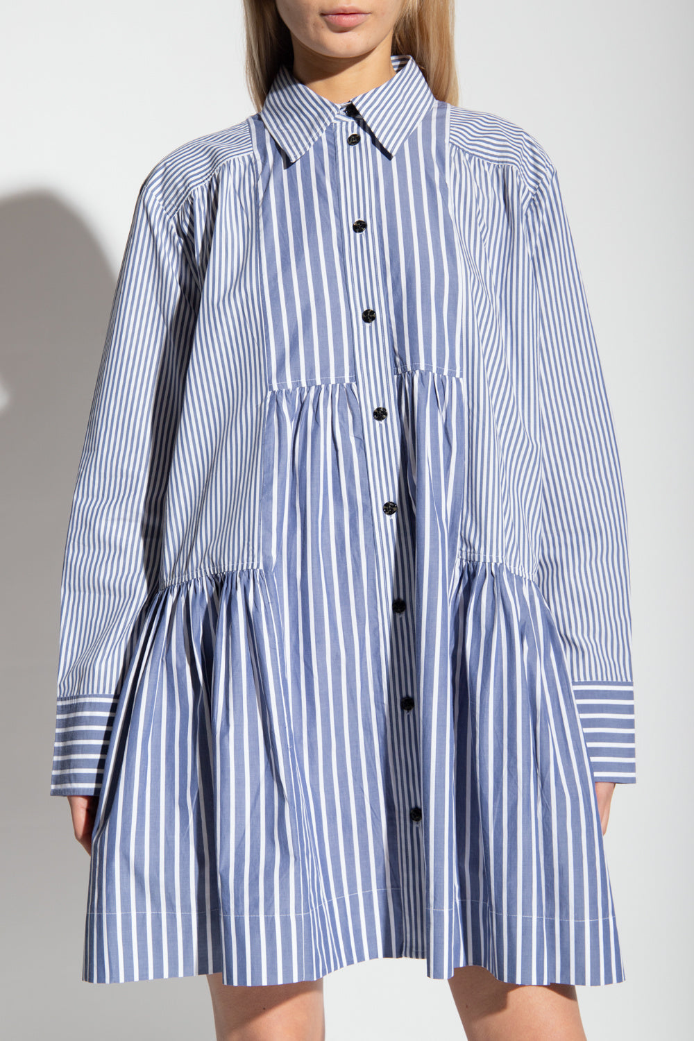 Robe chemise courte à rayures - Gray Blue