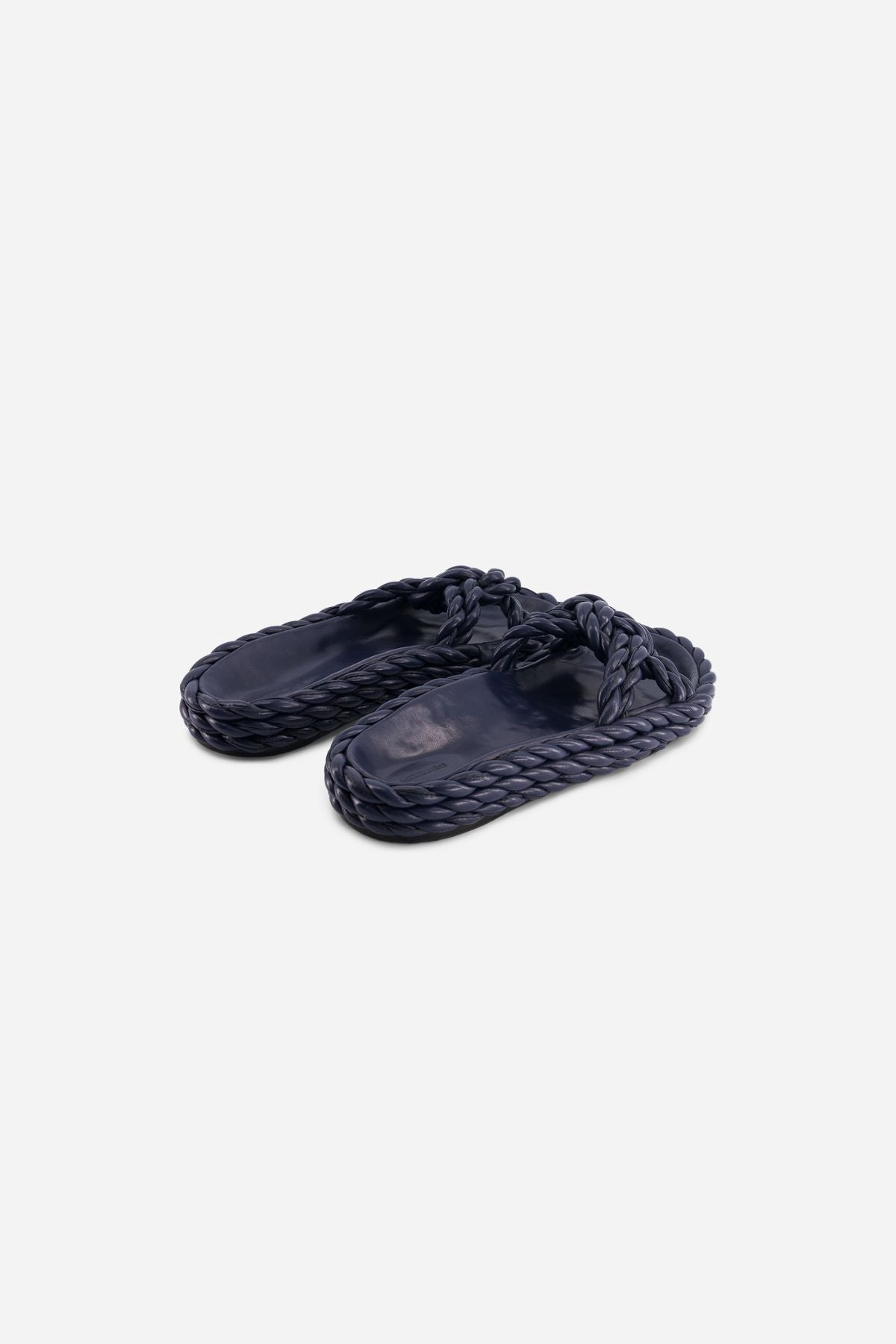Sandales Milan pool à brides tressées en cuir - Navy