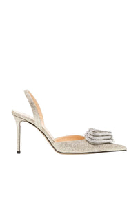 Triple Heart 95 glitter and rhinestone slingback - Champagne