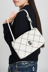 Mini Sac The Mini Dual Shoulder matelassé en cuir - White & Black