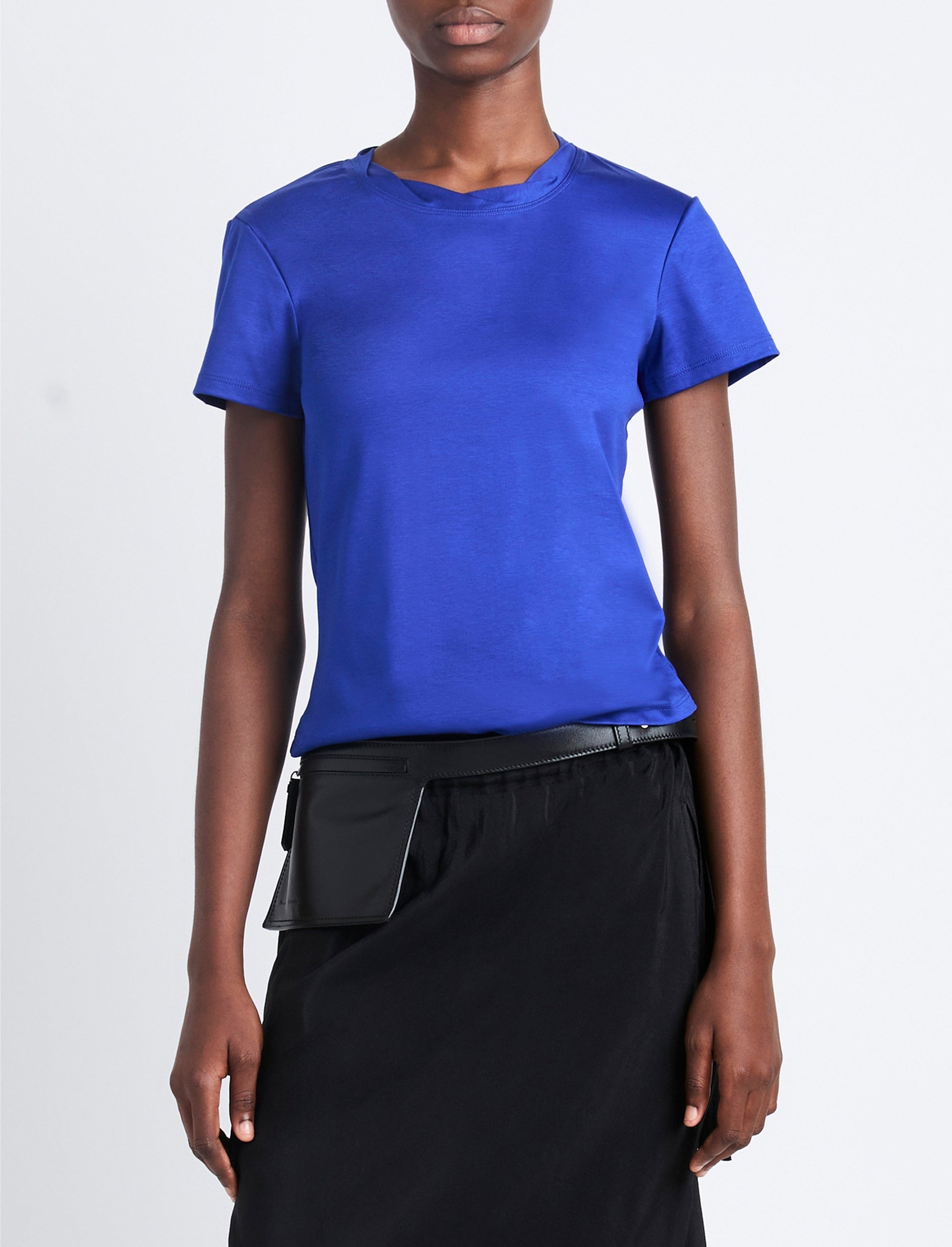 T-shirt cintré en satin - Cobalt