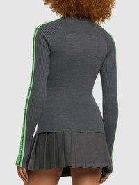 Haut manches longues en laine - Gunmetal & Apple