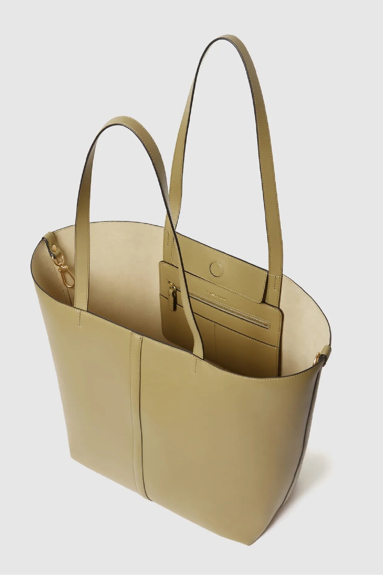 Iconic Daily small leather tote bag - Olive