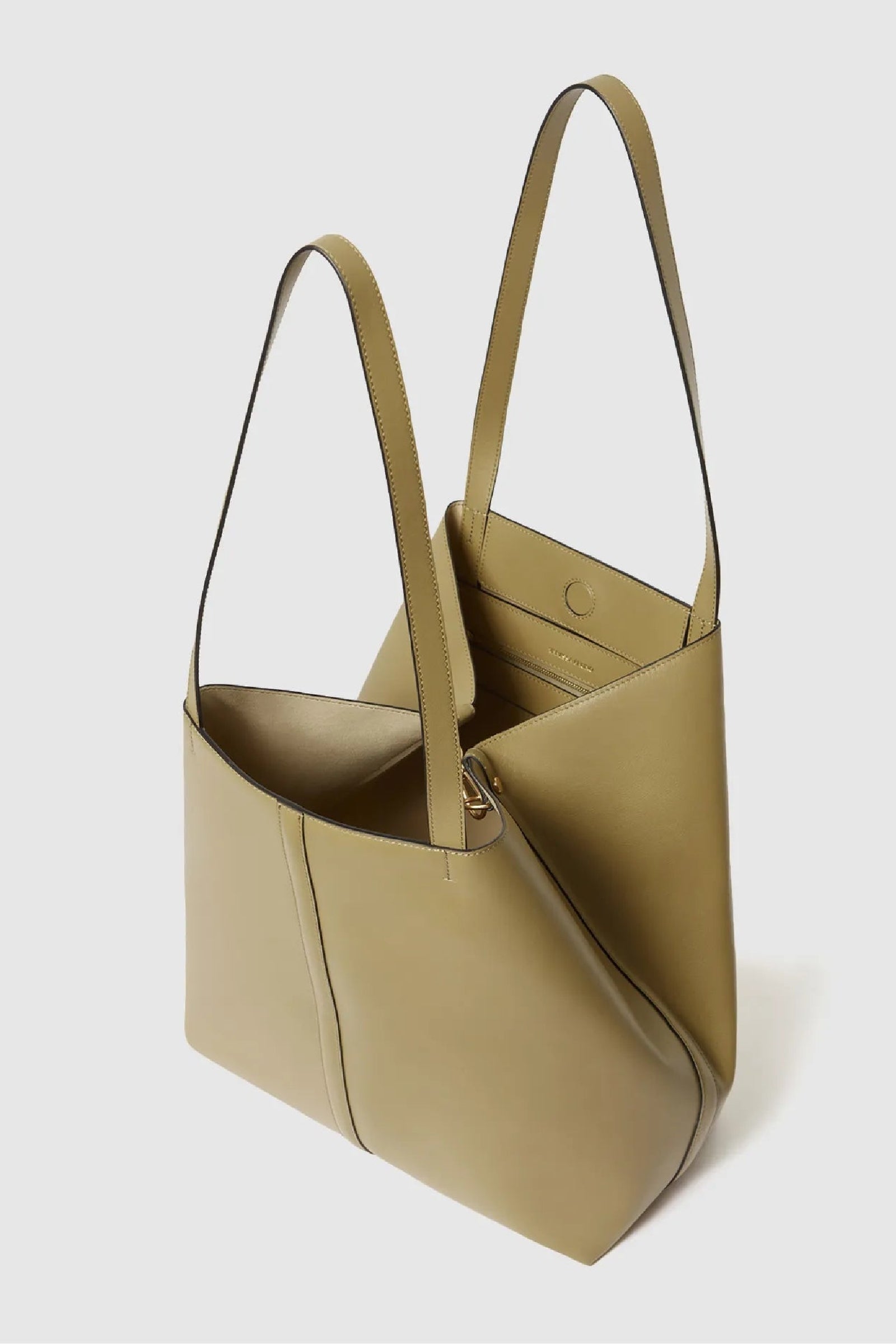 Iconic Daily small leather tote bag - Olive