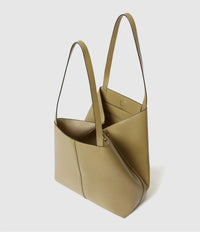 Petit cabas Daily en cuir - Olive