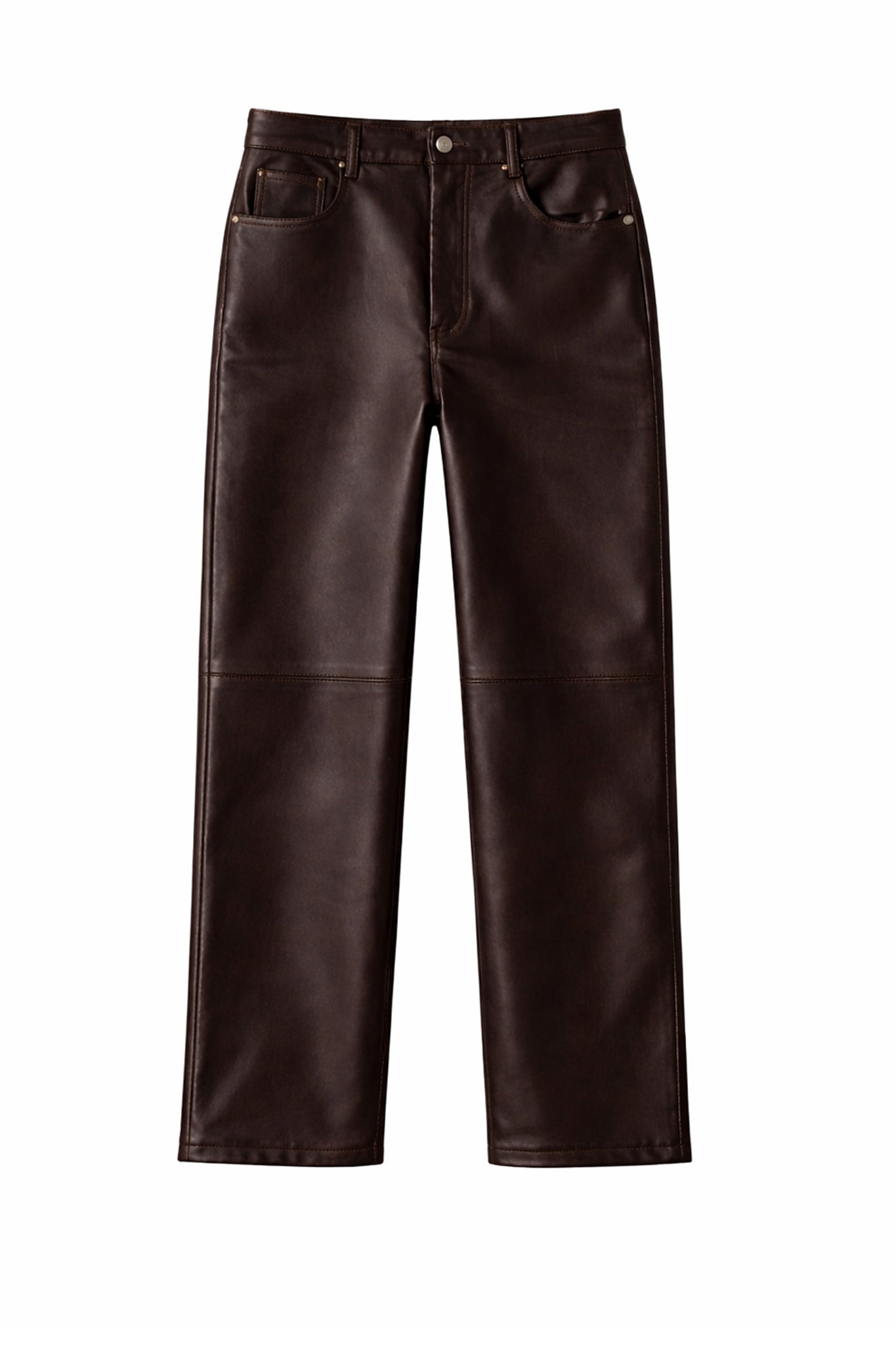 Pantalon Le Dan en cuir - Marron Foncé